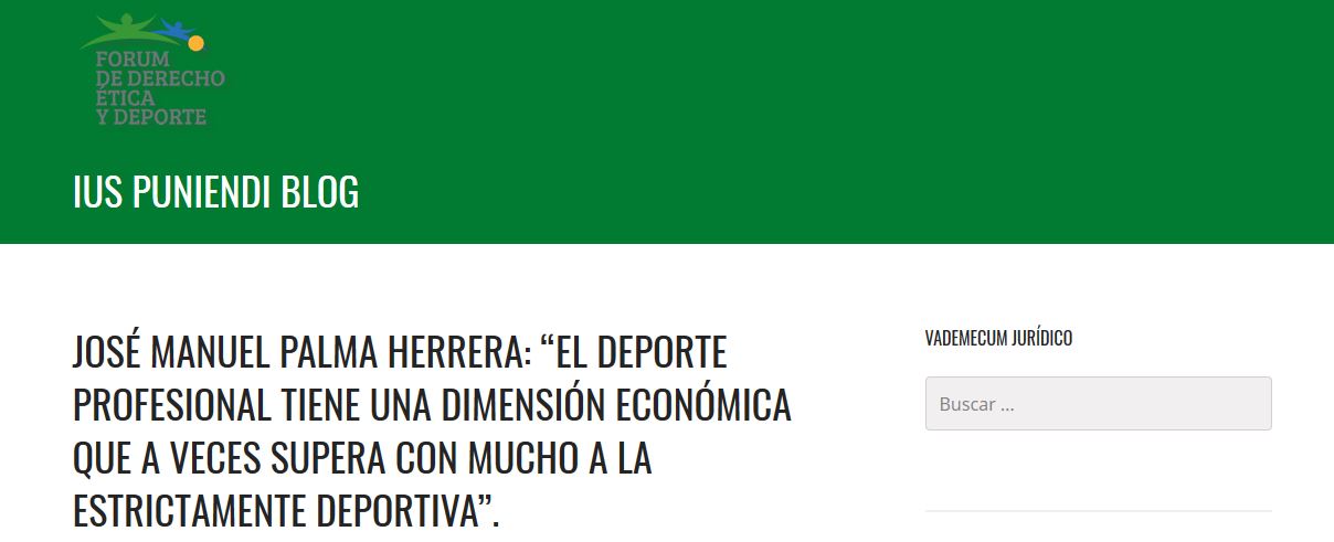 Entrevista en «iuspuniendiblog» sobre Derecho Penal y deporte