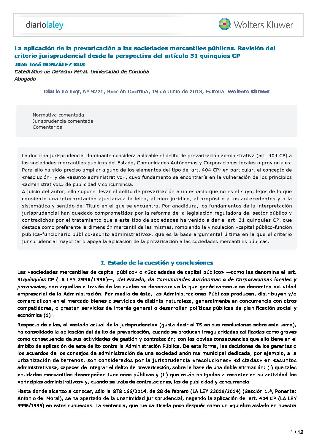 Aplicación de la prevaricación a las sociedades mercantiles públicas